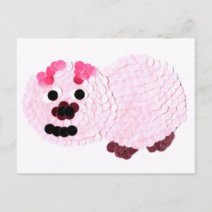 Roze pig briefkaart