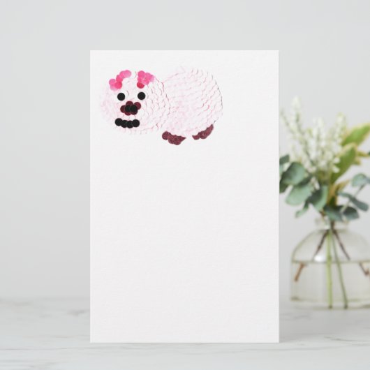 Roze pig briefpapier (Staand voorkant)