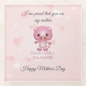 Roze pig glazen onderzetter (Voorkant)