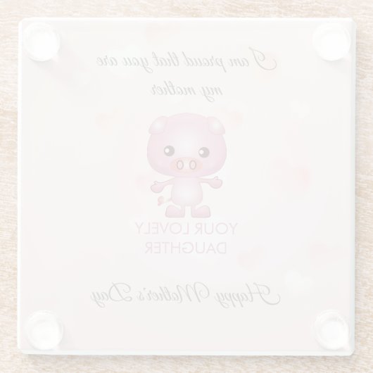 Roze pig glazen onderzetter (Achterkant)