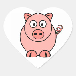 Roze pig hart sticker