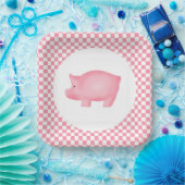 Roze pig papieren bordje (Feest)