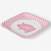 Roze pig papieren bordje (Gebogen)