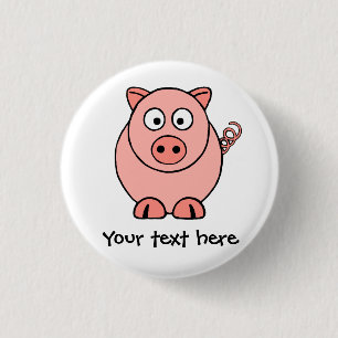 Roze pig ronde button 3,2 cm