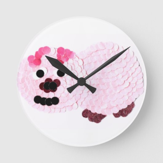 Roze pig ronde klok (Voorkant)