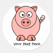 Roze pig ronde sticker (Voorkant)
