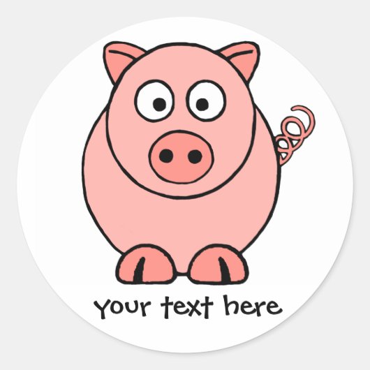 Roze pig ronde sticker (Voorkant)