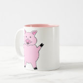 Roze pig tweekleurige koffiemok (Voorkant links)