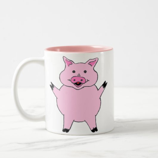 Roze pig tweekleurige koffiemok (Links)
