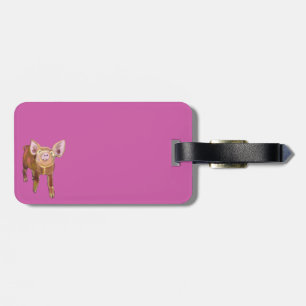 Roze Piggy Bagagelabel
