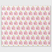 Roze Piggy Bank Cadeaupapier (Vlak)