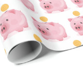 Roze Piggy Bank Cadeaupapier (Rol Hoek)