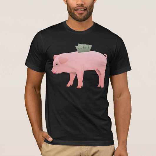 Roze Piggy Bank Mannen T-Shirt (Voorkant)