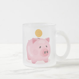 Roze Piggy Bank Matglas Koffiemok