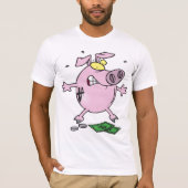 Roze Piggy Bank met geld Mannen T-Shirt (Voorkant)