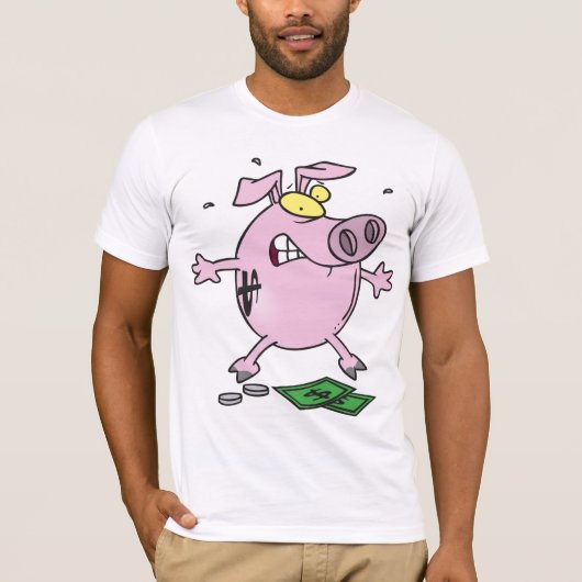 Roze Piggy Bank met geld Mannen T-Shirt (Voorkant)
