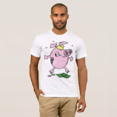 Roze Piggy Bank met geld Mannen T-Shirt (Voorkant volledig)