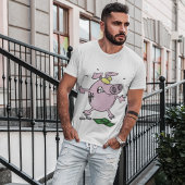 Roze Piggy Bank met geld Mannen T-Shirt