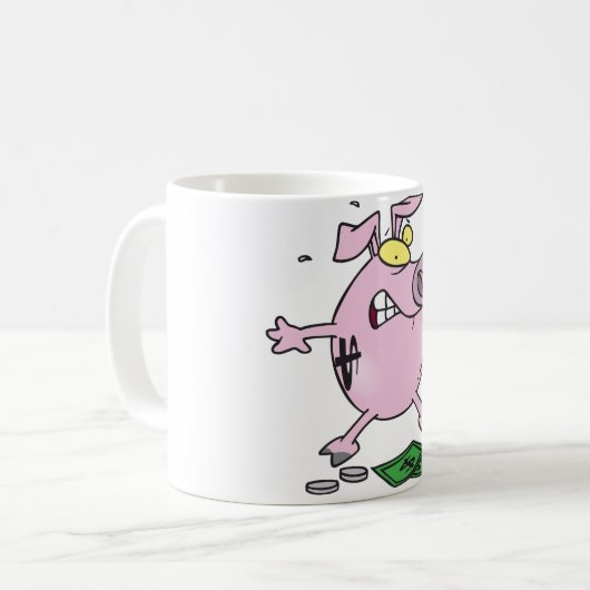 Roze Piggy Bank met geld Mok (Voorkant links)