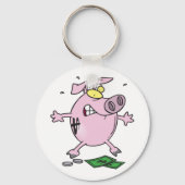 Roze Piggy Bank met geld Sleutelhanger (Voorkant)