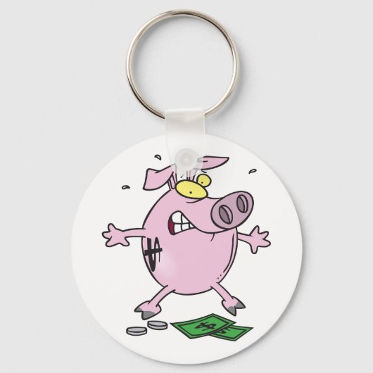 Roze Piggy Bank met geld Sleutelhanger (Voorkant)