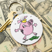 Roze Piggy Bank met geld Sleutelhanger