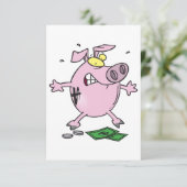 Roze Piggy Bank met gelduitvindingen Kaart (Staand voorkant)