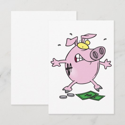 Roze Piggy Bank met gelduitvindingen Kaart (Voorkant / Achterkant)