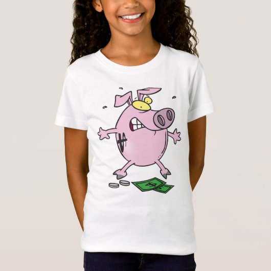 Roze Piggy Bank met Money Girls T-Shirt (Voorkant)