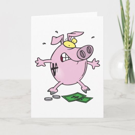 Roze Piggy Bank met Wenskaarten van de geldnota's Kaart (Voorkant)