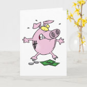 Roze Piggy Bank met Wenskaarten van de geldnota's Kaart (Gele Bloem)