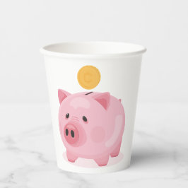 Roze Piggy Bank Papieren Bekers