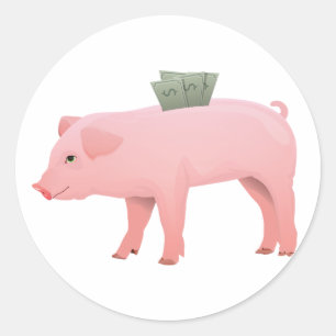 Roze Piggy Bank Stickers