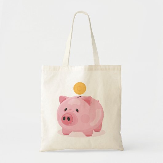 Roze Piggy Bank Tote Bag (Voorkant)