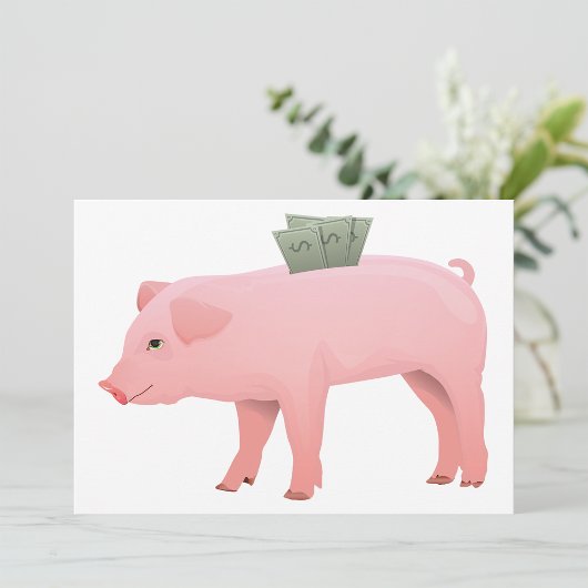 Roze Piggy Bank uitnodigingen