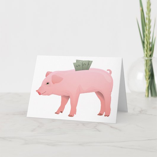 Roze Piggy Bank Wenskaarten Kaart