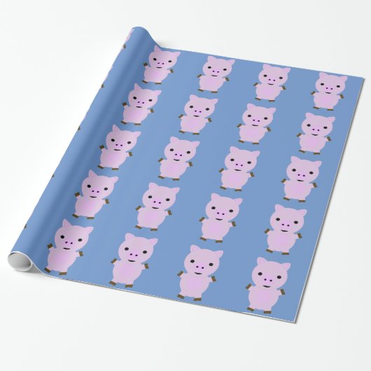 Roze Piggy Cadeaupapier (Uitgerold)