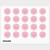 Roze Piggy Gezicht Ronde Sticker (Vel)