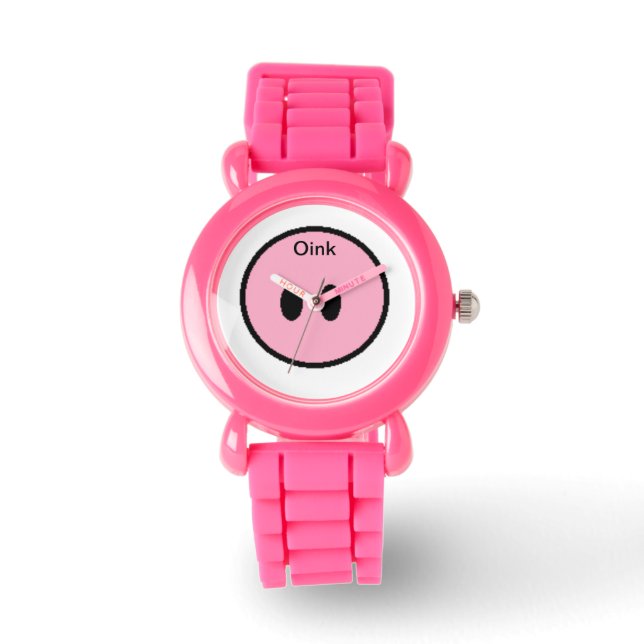Roze piggy neus polshorloge. horloge (Voorkant)