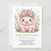 Roze Piggy Whimsical Boerderij Meisje Baby shower Kaart (Voorkant)