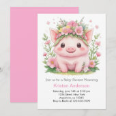 Roze Piggy Whimsical Boerderij Meisje Baby shower Kaart (Voorkant / Achterkant)