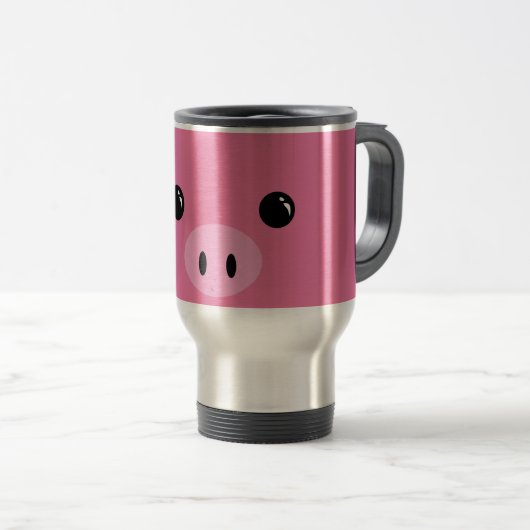 Roze piglet Cute Animal Face Design Reisbeker (Voorkant rechts)