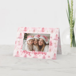 Roze Pijnbomen Foto Kerst Kaart