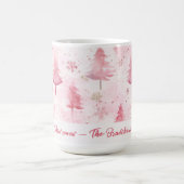 Roze pijnbomen Waterverf kerst Koffiemok (Center)