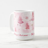 Roze pijnbomen Waterverf kerst Koffiemok (Voorkant links)