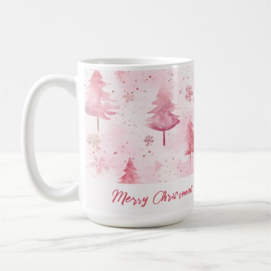 Roze pijnbomen Waterverf kerst Koffiemok (Links)