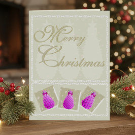 Roze pijnboomkegel Kerst foto gevouwen kerstkaart Feestdagen Kaart