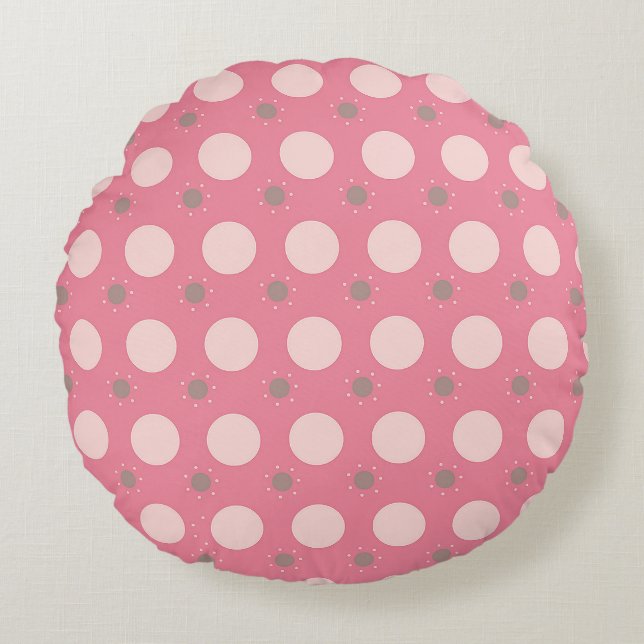 Roze pika Stip cadeaupapier Rond Kussen (Voorkant)