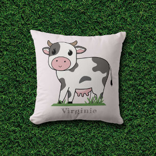 Roze Pillow met een Cute Koe Kussen