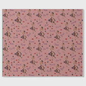 roze pin up girl patroon cadeaupapier (Vlak)